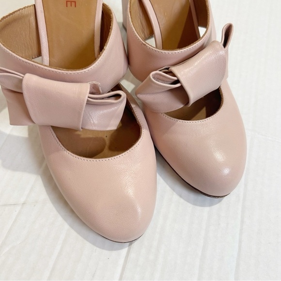 CHiE by Chie Mihara Mary Jane Mules Size 38.5 Size 7.5 Pink Leather Spain Pastel - Picture 4 of 16